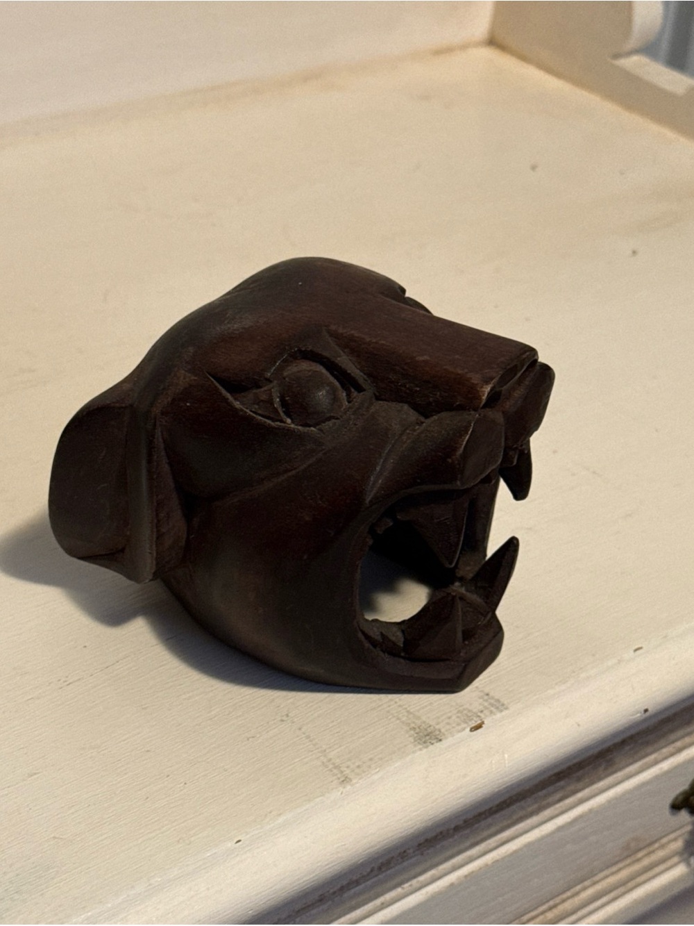 Carved wood wolf Head Wolverine panther animal carved art